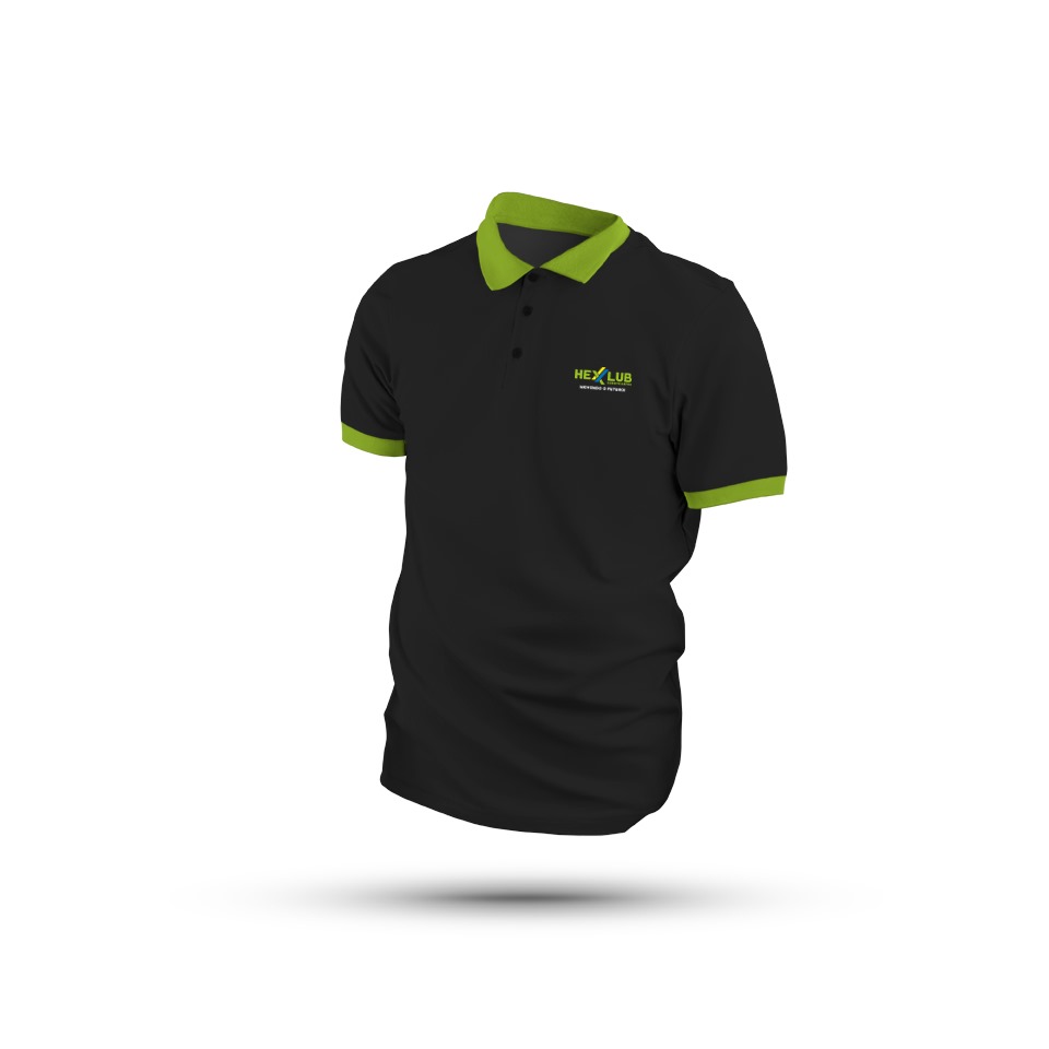 Camiseta Polo Preta e Verde HexxLub
